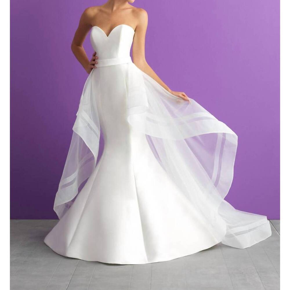 NEW ALLURE ROMANCE strapless wedding dress with detachable tulle train in ivory